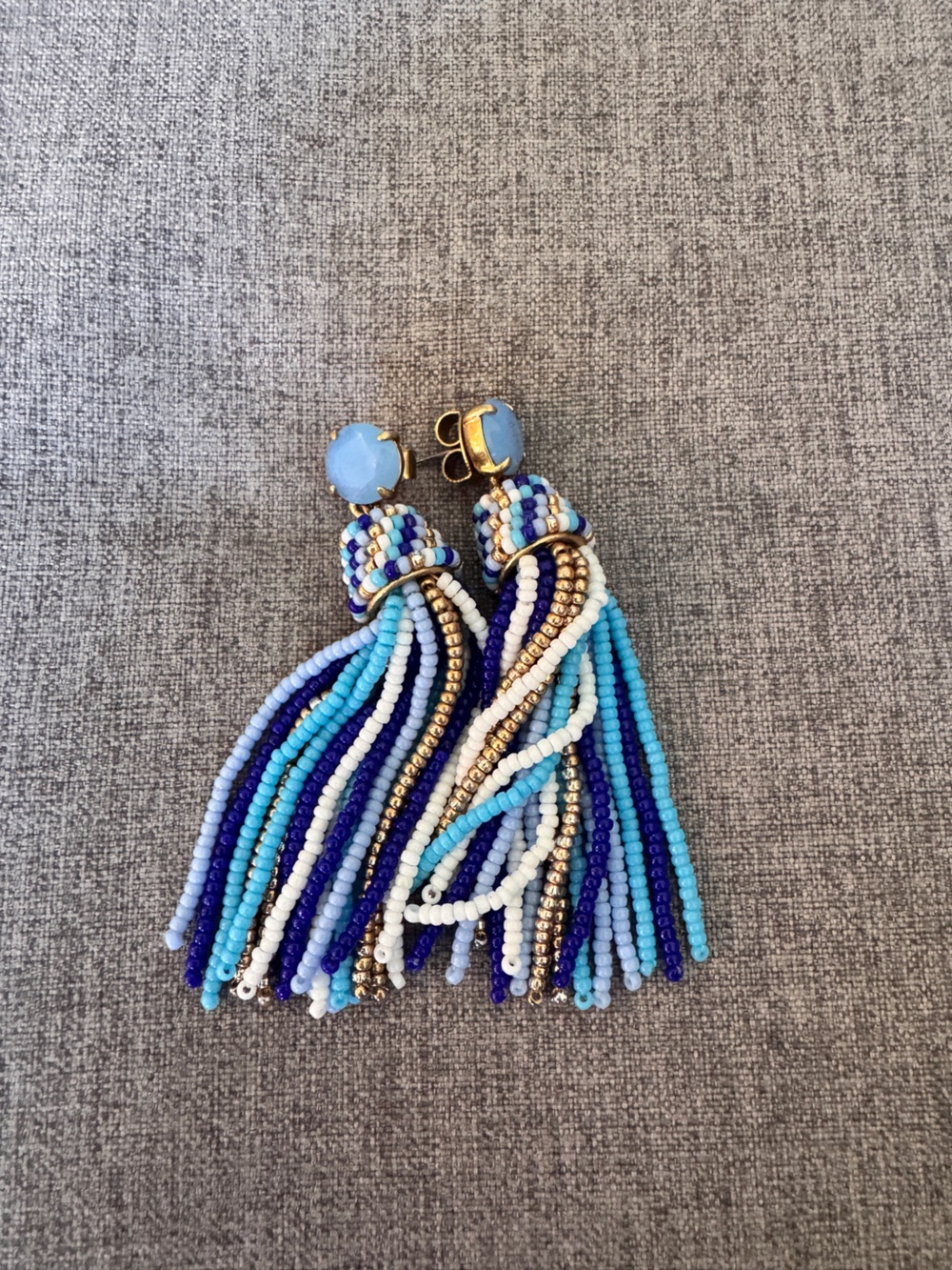 J.Crew Blue Statement Tassel Earrings- Never Worn, NWOT